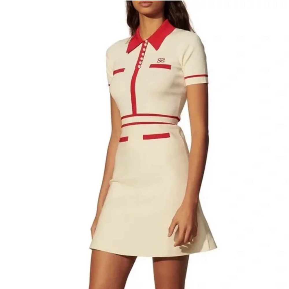 New with tags Sandro red white contrast tennis dress